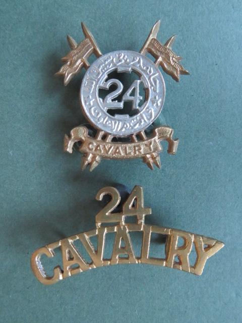 Pakistan Army Post 1947 24th Cavalry (Frontier Force) Regiment Headdress Badge & Shoulder Title