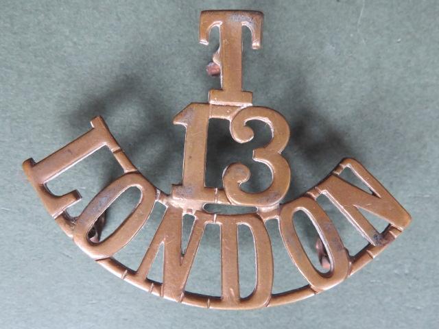 British Army 13th London Regiment (T 13 London) Shoulder Title