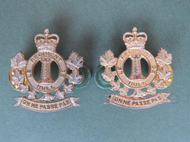 Canada Army Le Regiment De Hull Collar Badges