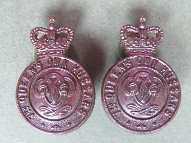 British Army The 7th Queen's Own Hussars Officers' Service Dress Collar Badges