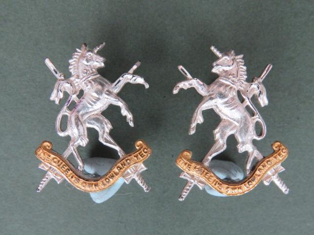 British Army The Queen's Own Lowland Yeomanry Officers' Collar Badges