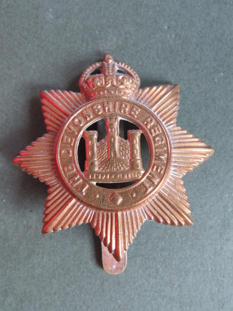 British Army WW1 Economy Issue The Devonshire Regiment Cap Badge
