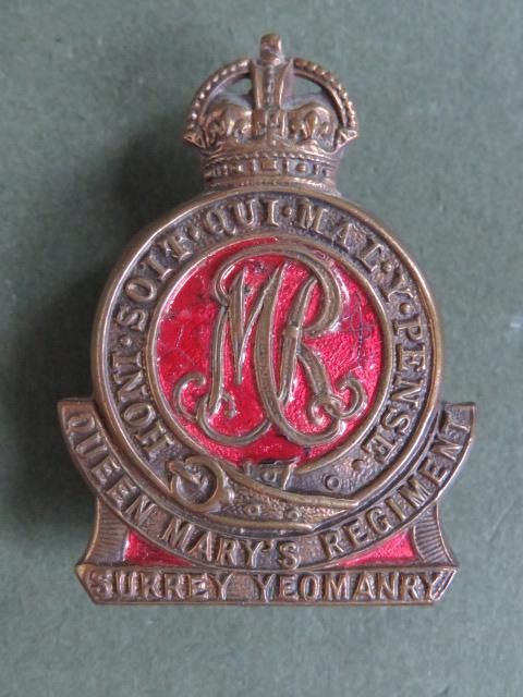 British Army The Surrey Yeomanry (Queen Mary's Regiment) Cap Badge